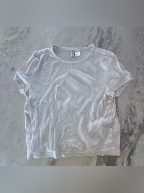 H&M White Ribbed Short Sleeve Tee